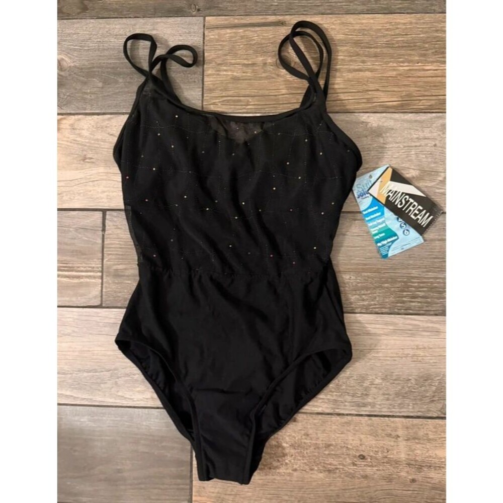NWT Vintage Black Sequin One Piece Bathing Suit
